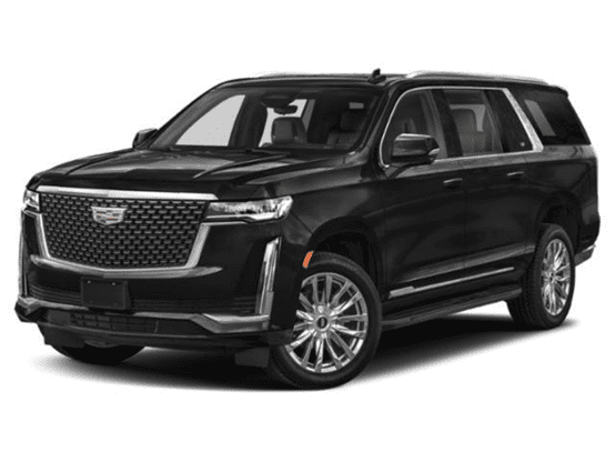 image 19063 A black Cadillac Escalade SUV parked on a white background.